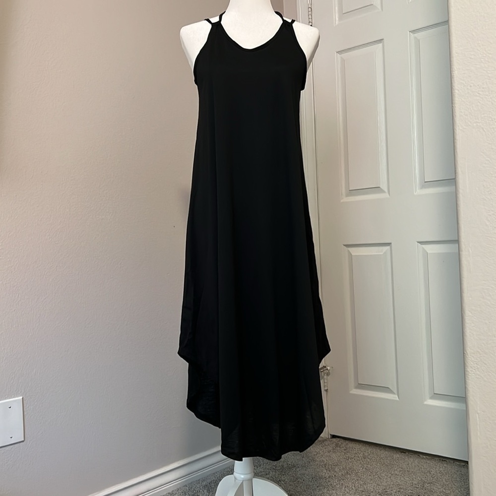 Women’s adjustable strap black casual midi maxi dress small medium - Picture 6 of 8